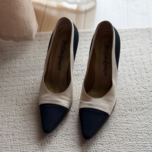 YVEST SAINT LAURENT Heels, Cap-Toe, Satin, Size 7M, Good Condition - Picture 6 of 16